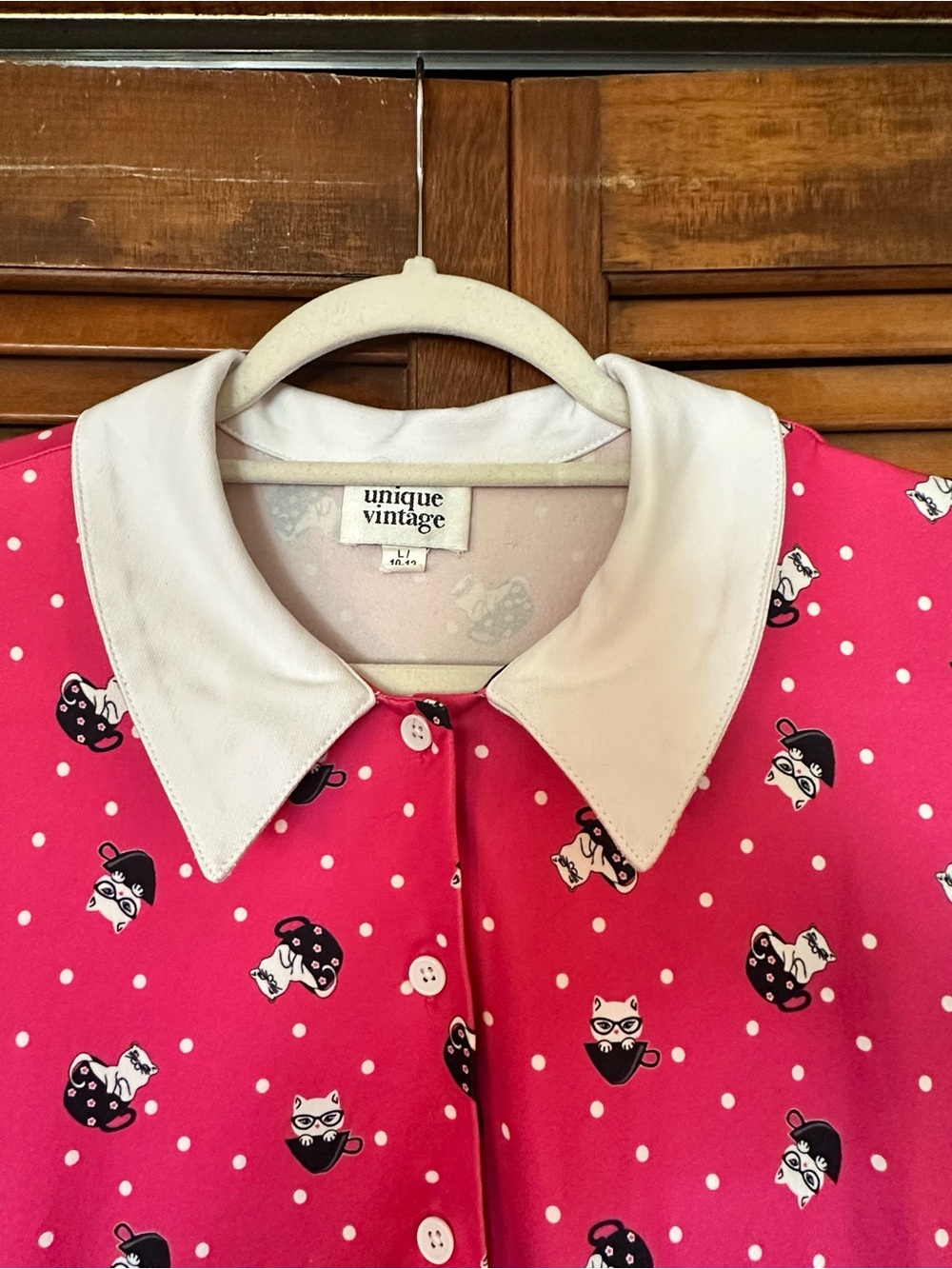 Unique Vintage Retro Cats in Teacups Bright Pink, Black and White Swing Dress - Picture 7 of 12